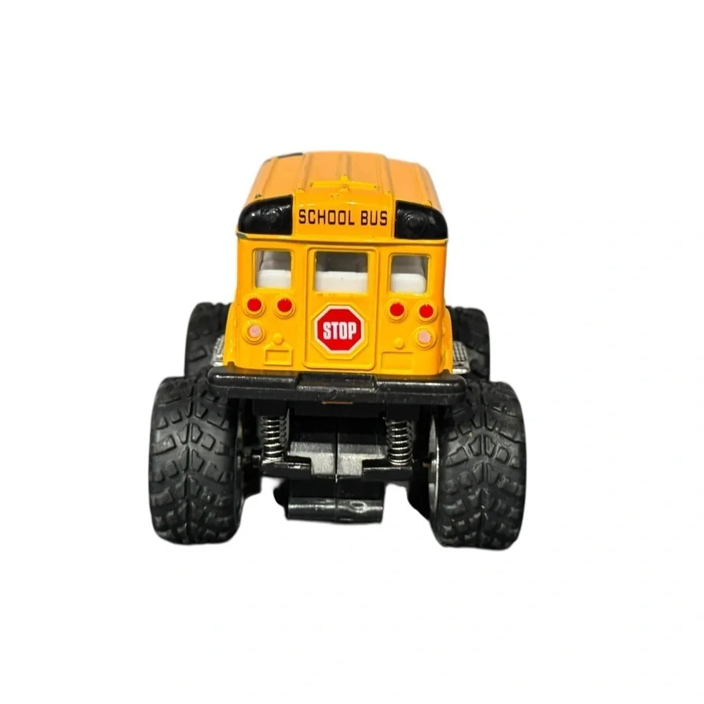 Two Diecast Pull Back & Rsce Vehicles: Kinsmart Hummer & School Bus